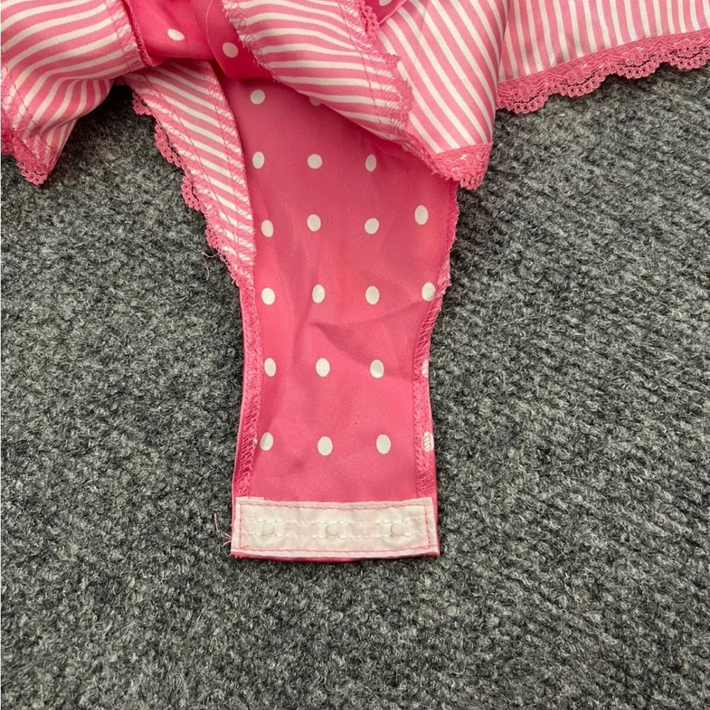 Vtg Valentino Teddy Pink Ruffle Edge Snap Crotch Small USA MADE sweet - Picture 6 of 9